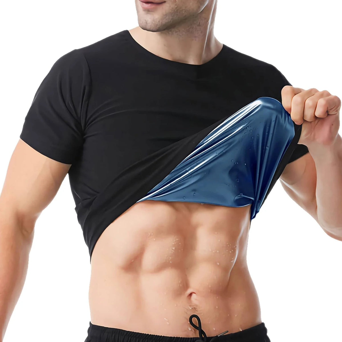 1pcs Sauna Sweat Suit Shapewear Top Short Sleeves Men Performance T-Shirt Comfortable Workout Tee Men's Body
