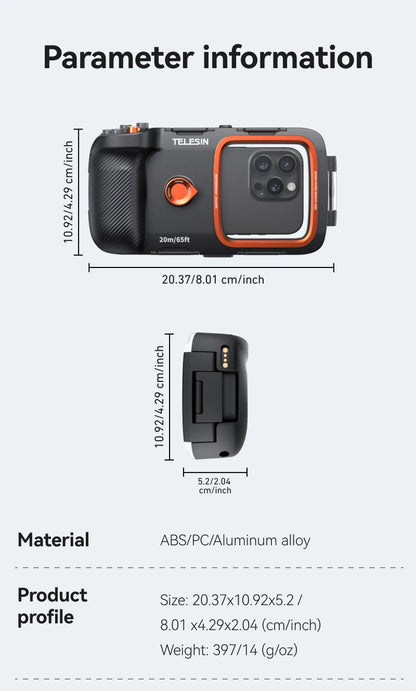 Funda impermeable para teléfono TELESIN. Buceo y deportes náuticos