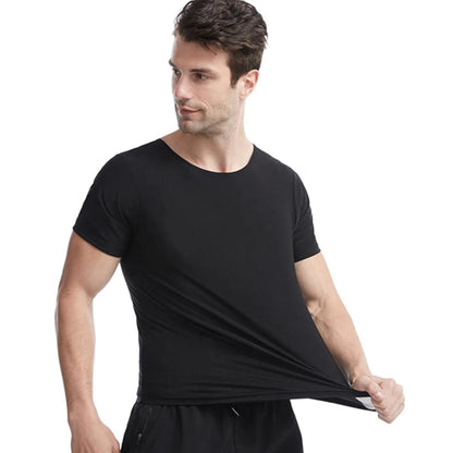 1pcs Sauna Sweat Suit Shapewear Top Short Sleeves Men  Performance T-Shirt Comfortable Workout Tee Men's Body