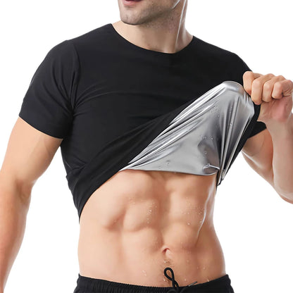 1pcs Sauna Sweat Suit Shapewear Top Short Sleeves Men  Performance T-Shirt Comfortable Workout Tee Men's Body